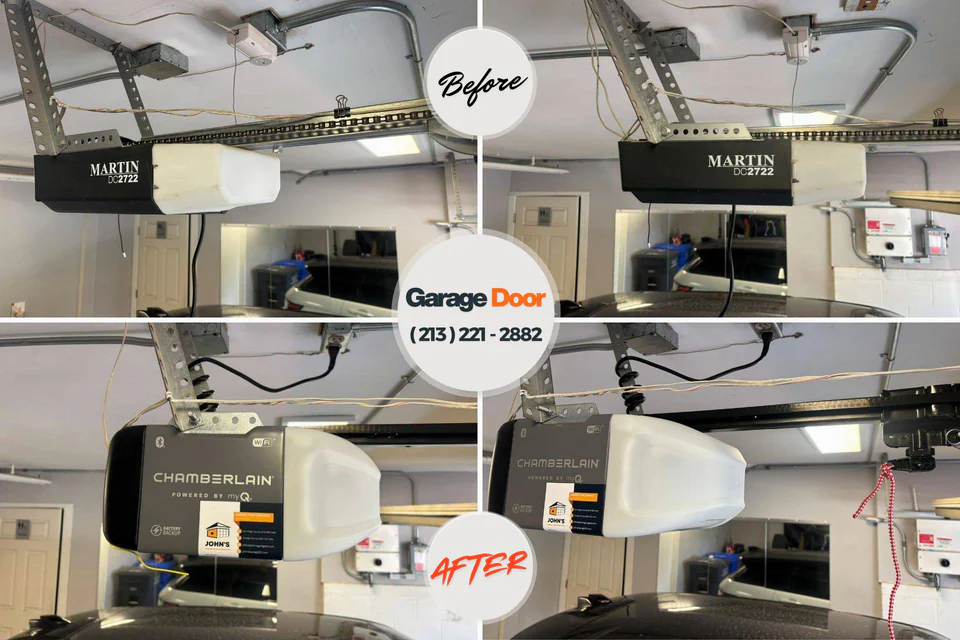 Before and after: garage door repair Caddo, OK